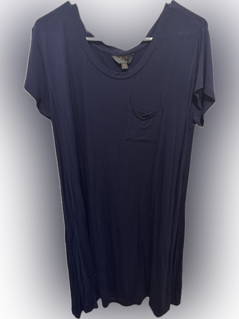 MIX Navy Blue Short Sleeve Pocket Tee Dress